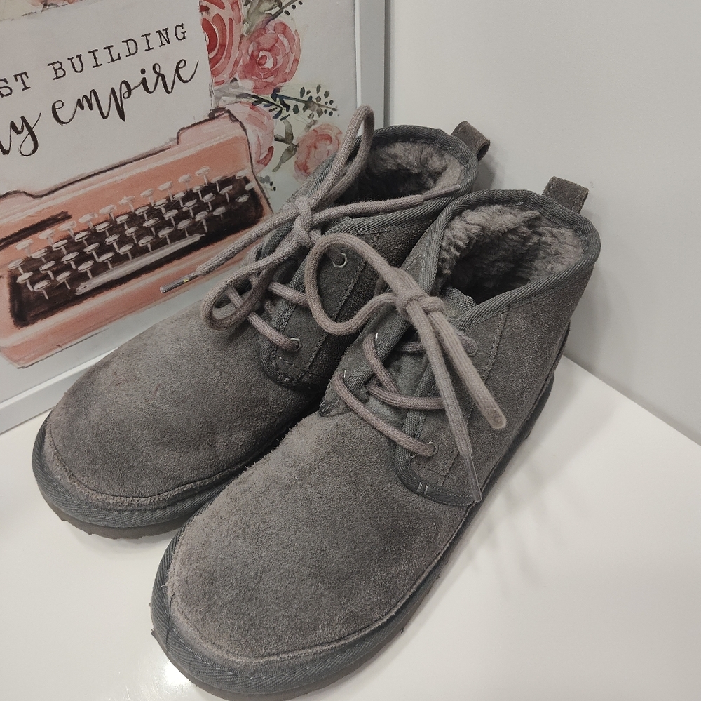 GUC UGG Australia Neumel Suede Leather Chukka Lace Up Ankle Boots, Grey, 7 - Picture 4 of 16